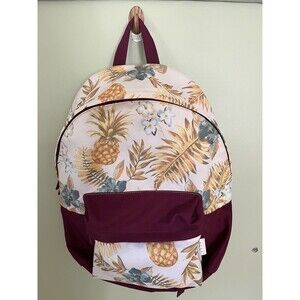 Neff School Backpack Burgundy/Cream Tropical Pattern Pineapples